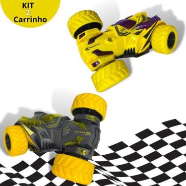 Imagem de Kit 2 Carrinhos De Brinquedo Fricção Maluco Gira 360º Rodão - Europio