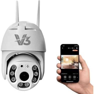 Imagem de Camera IP Wi-Fi Full HD Externa A8 V3 - Câmera Speed Dome PTZ à Prova D'água com Sensor de Movimento, Zoom, 2 Antenas, Conexão 2.4GHz
