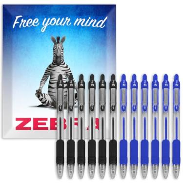 Imagem de Caneta esferogr fica retr til Zebra Z-Grip Tinta preta e azul Pacote com embalagem da marca Zebra de 30,5 cm