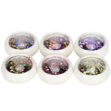 Imagem de Lantejoulas redondas de plástico colorido glitter migalhas decorativas diy suprimentos de adorno 6 caixas confetes espumantes multicoloridos para festa de casamento artesanato