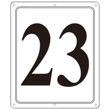 Imagem de i-CowFun Placa numerada de metal premium ao ar livre, refletiva 30,5 x 25,4 cm placas numeradas de alumínio grande 23 para estacionamento, quadra de tênis, campo, armazém, corredor, edifício, doca