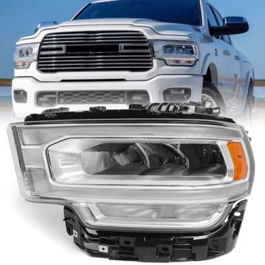 Imagem de FIONE Farol compatível com Dodge Ram 2500 3500 2019-2024 W/LED Daytime Running Light DRL Head Lamp Assembly Chrome Headlamp Left Driver Side 68360181AC