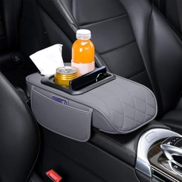 Imagem de Almofada De Apoio De Braço Para Carro | Caixa Almofada Ergonómica | Organizador De Apoio De Braço Com Porta-copos Porta-lenços Espaço Para Telemóvel E Lateral - Para Suporte Cotovelo