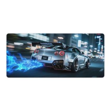 Imagem de HouLaiZhe JDM Tapetes de mesa de carro R35 Extreme Speed Cool JDM Car Gaming Mouse pads de mesa grandes para teclado de mesa tapete de computador 40 x 90 cm