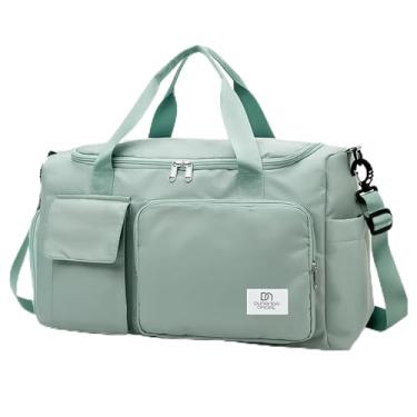 Imagem de Bolsa Mala De Mão Unissex Viagem Academia Avião Porta Tenis Com Alça Transversal Removível E Regulável Compartimento Separado Para Tênis Material Resistente E À Prova D'Água (Verde)
