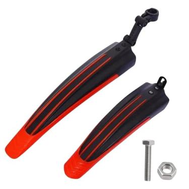 Imagem de Conjunto de 2 para-lamas para bicicleta, protetores contra respingos, para-lamas dianteiro e traseiro, acessórios para ciclismo de montanha, para rodas de 20/22/24/26 polegadas.(Black red)