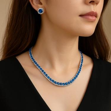 Imagem de Conjunto de colar e brincos de gargantilha de cristal verde de luxo para mulheres, estilo francês, brilhante, colar de strass, One size, Metal, Sem Pedra Preciosa