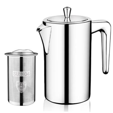 Imagem de Bevansol Bule de chá de metal de aço inoxidável com coador de infusor, grau 304, chaleira pequena para aquecer no queimador, (900 ml)