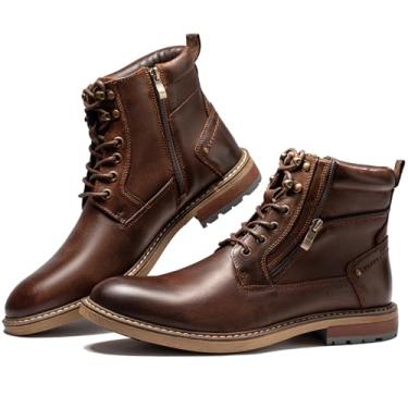 Imagem de Arkbird Bota masculina casual de couro genuíno para motociclista de combate Chukka com zíper no tornozelo, Café (322), 39