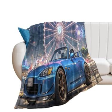 Imagem de HouLaiZhe Cobertor Super Macio Flanela Japão JDM Carro S2000 Roda Gigante Cobertores de Refrigeração Leve para Sofá-Cama Cadeira Sofá Carro Viagem ao Ar Livre Leve Quente 76 cm x 127 cm