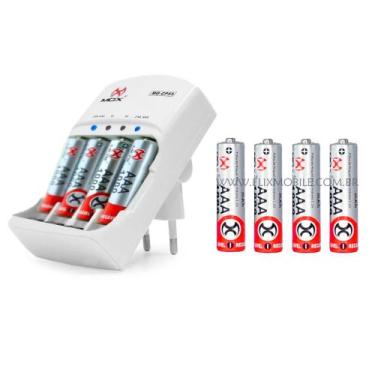 Imagem de Kit 8 Pilhas AAA Palito Recarregáveis + Carregador Bivolt Mox Premium,