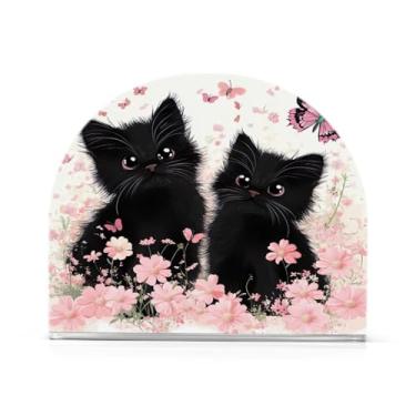 Imagem de Qilmy Lindo porta-guardanapos de gato preto e borboleta para mesas - Porta-guardanapos para cozinha, porta-guardanapos de mesa, porta-guardanapos de coquetel, porta-guardanapos de papel149