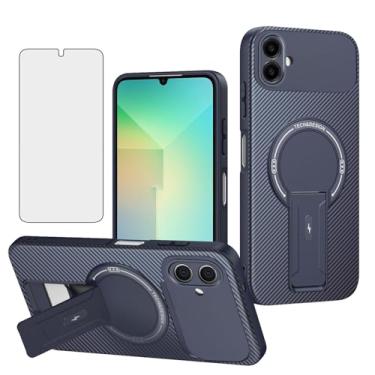 Imagem de Asuwish Capa de celular para Samsung Galaxy A07 4G Capa magnética de fibra de carbono com protetor de tela de vidro temperado e suporte protetora, fina, macia, rígida, fina, acessórios AO7 A 07