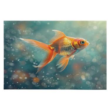 Imagem de CEBUGI Tapete de área 60 x 90 cm macio lavável tapete antiderrapante com suporte de borracha tapetes bonitos de área de peixe dourado para sala de estar, quarto, decoração de casa