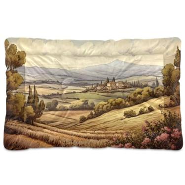 Imagem de Wassud Cenário de montanha cama de cachorro com corações desenhados à mão, camas grandes para cães ao ar livre, tapete lavável para animais de estimação, cama de gato para dormir, viagens, 45 x 61 cm