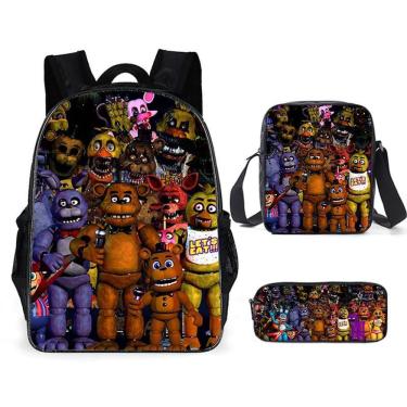 Imagem de Conjunto de mochilas escolares Five Nights Freddy Bear, 3 unidades unissex