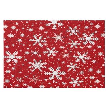 Imagem de CEBUGI Tapete de área 60 x 90 cm, macio, lavável, antiderrapante, com suporte de borracha, flocos de neve, para sala de estar, quarto, decoração de casa