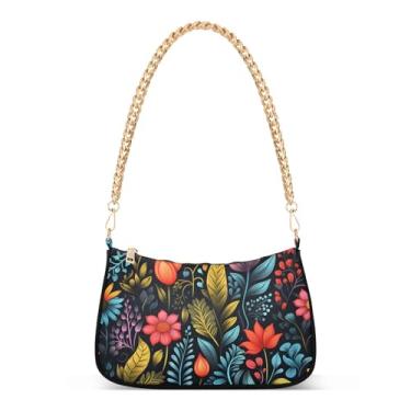 Imagem de CEBUGI Bolsas transversais femininas bolsa de ombro floral bolsa clutch elegante com alça de corrente