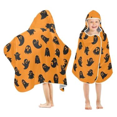 Imagem de Burbuja Boo on Toalha de banho com capuz laranja para crianças, toalha de praia de pelúcia macia absorvente para meninas e meninos 3-10 anos, 61 x 127 cm