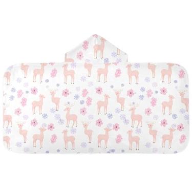 Imagem de Burbuja Toalha de banho com capuz de laço rosa para crianças, toalha de praia de pelúcia macia absorvente para chá de meninas e meninos 3-10 anos, 61 x 127 cm