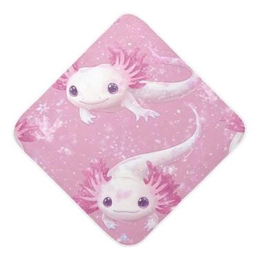 Imagem de Burbuja Kawaii Axolotl Toalha de banho para bebês - Toalha com capuz de musselina macia e absorvente para recém-nascidos, 89 x 89 cm