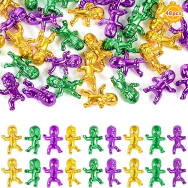 Imagem de ZZYFGH 48 Pcs King Cake Babies, 1 inch King Cake Baby, Mini Baby Figurines for Baby, Shower Ice Cube Game, Party Favor Supplies Metallic Mardi Gras Bulk Plastic Babies