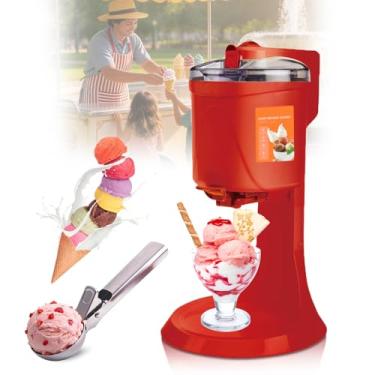 Imagem de MáQuina De Fazer Sorvete Para Uso DoméStico, MáQuina De Sorvete Cremoso Com Colher, Grande Capacidade De 1 Litro, RemovíVel E LaváVel, OperaçãO Com Um úNico Toque Para Uso Em Casa