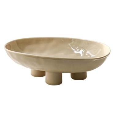 Imagem de Fruteira Fruteira de cerâmica com tripé, estilo moderno e minimalista, peça central decorativa para mesa. Decoração de mesa(Brown)