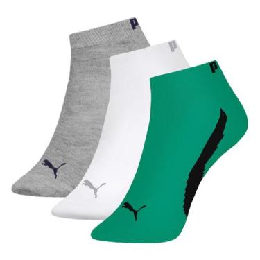 Imagem de Meia Sapatilha Puma Esportiva - Kit 3 Pares Masculino - Cinza e Branco