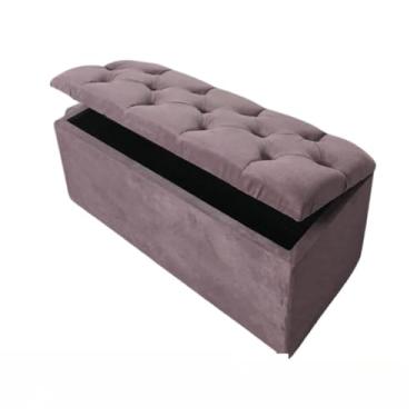 Imagem de Baú Solteiro Decoração Pé De Cama Sapateira Conforto Estilo Assento(Rosê Suede)