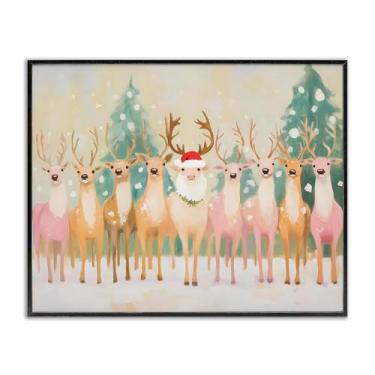 Imagem de Stupell Industries "Rena do Papai Noel pastel", arte giclée emoldurada, preta, 14 x 11