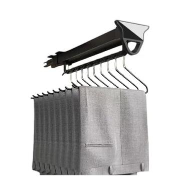 Imagem de Hhsdyl Varão Roupeiro Extensível - Suporte Secagem Retráctil para Calças e Casacos, Organizador Roupeiro Poupa Espaço Barra Resistente Calças,Black,36cm