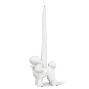 Imagem de Abbott Collection Suporte de vela afunilado Poodle - Cerâmica, Branco (11,4 cm A)