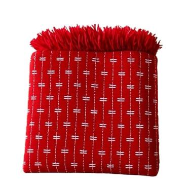 Imagem de Manta Para Sofá Gigante Luxo 2,40X1,80m l Premium De Algodão Capa Decorativa Protetora - Revestimento Protetor para Sofá, Cama, Puff(tijol.VERMELHO COM BRANCO)
