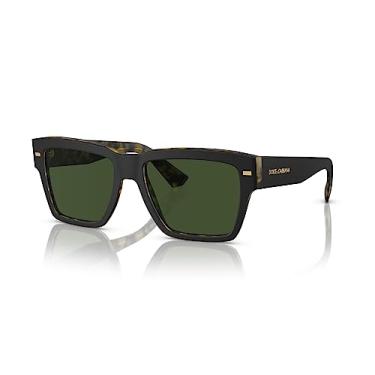 Imagem de Dolce & Gabbana DG4431-340471 Óculos de sol preto fosco em Havana amarelo com verde escuro 55 mm