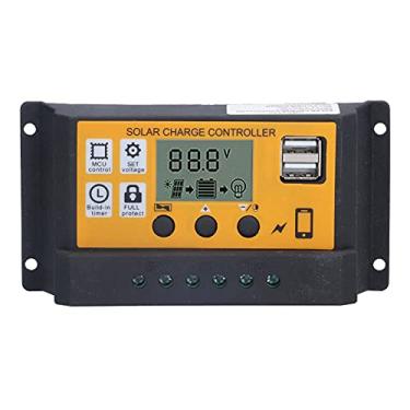 Imagem de Controlador de carga solar 12V 24V 10A Regulador de geração de energia inteligente fotovoltaica ajustável com display LCD para painel solar Bateria Regulador inteligente ABS (Amarela)