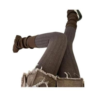 Imagem de Meia-calça Feminina Vintage Térmica Modeladora Listrada Vertical 150g 