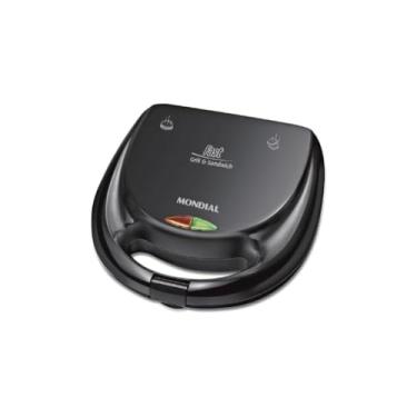 Imagem de Sanduicheira Elétrica Fast Gril Toast, 750W, Preto, Inox, Antiaderente, Abertura 180°, Compacta, 127V, 22x18.5x5.5cm