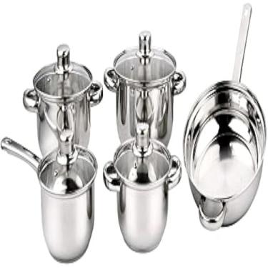 Imagem de Conjunto Panelas 5 Pecas Tampa Vidro Aco Inox