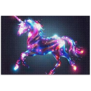 Imagem de Quebra-cabeça de unicórnio iridescente de 1000 peças para adultos cenário floral duro presentes de elefante branco engraçado