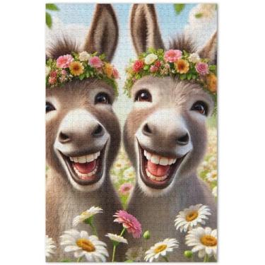 Imagem de Quebra-cabeça de animais engraçados burros fofos adultos 500 peças arte brinquedo pintura divertido quebra-cabeça engraçado, 51 x 35 centímetros