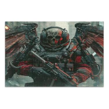 Imagem de Quebra-cabeça de esqueleto mecânico guerreiro com asas 1000 peças, quebra-cabeças difíceis para adultos, jogos de família