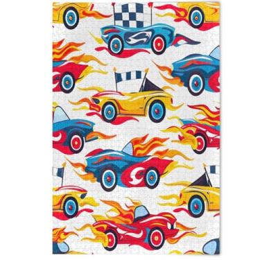 Imagem de Quebra-cabeça de 500 peças de animais adultos arte colorida desenhos animados carros impressão vermelha paisagem quebra-cabeças divertido bobo, 500 peças, 52 cm x 37,8 cm