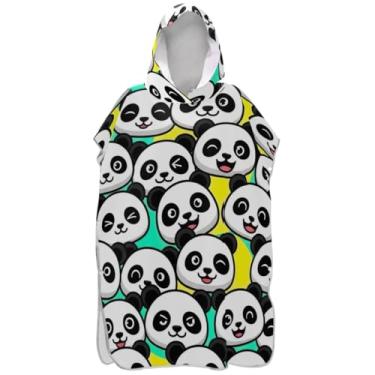 Imagem de Joisal Roupão leve para adultos, poncho de surfe, toalha de banho com capuz, panda fofo, ponchos adultos para mulheres