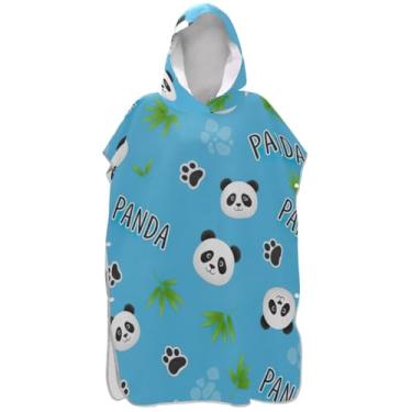 Imagem de Joisal Lindo panda azul surfe poncho trocador para Adul praia banho toalhas com capuz plus size unissex adulto poncho com capuz