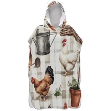 Imagem de Joisal Roupão vintage para trocador de galo para adultos, poncho de surfe, poncho masculino de secagem rápida, com capuz, toalha de banho