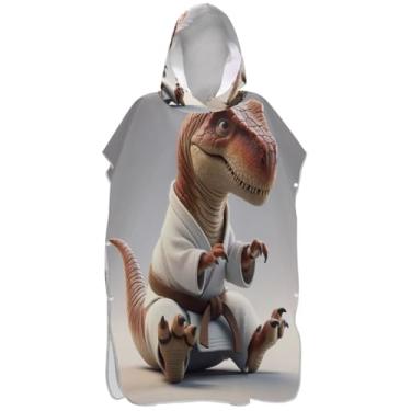Imagem de Joisal Poncho de surfe para adultos, trocador com capuz, toalha de praia, estampada, plus size, ponchos adultos para mulheres, dinossauro, karatê, engraçado
