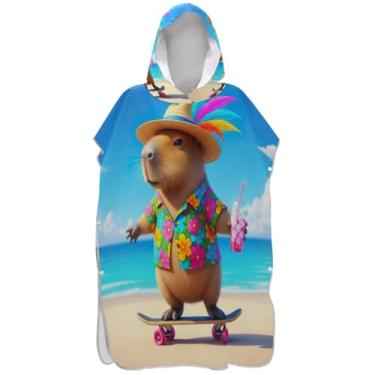 Imagem de Joisal Lindo poncho de surfe havaiano capivara para adulto trocador absorvente adulto ponchos para mulheres praia moletom toalha natação