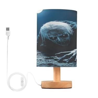 Imagem de Joisal Abajur pequeno de cabeceira de zumbi rastejando sob o luar, abajur de mesa, abajur de quarto pequeno, essencial para quarto