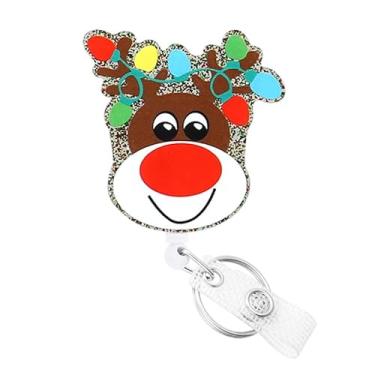 Imagem de Carretel de crachá fofo de Natal engraçado retrátil com clipe de Natal para enfermeira, médico, trabalhador de escritório, acessórios de cartão de identificação